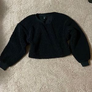 Black cropped sweater with outside textured, size small